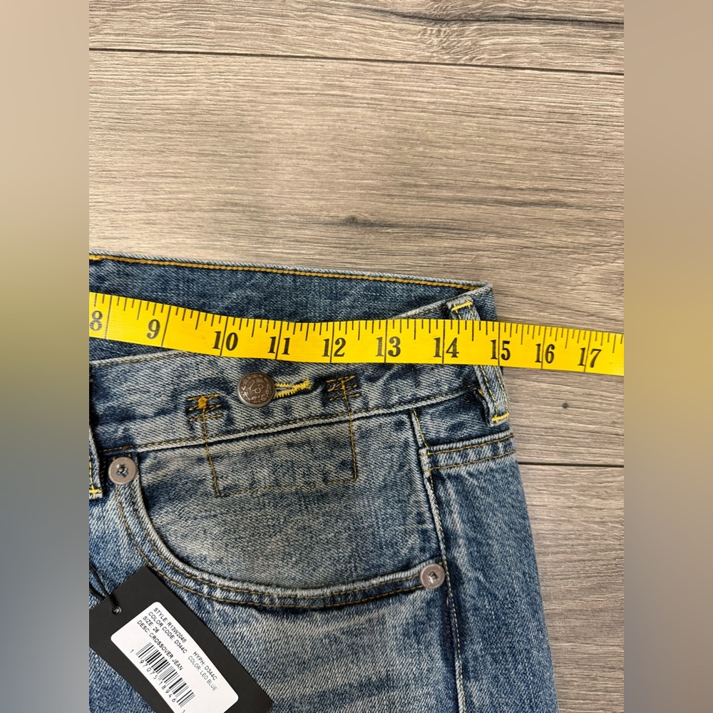 R13 Women's Straight Leg Distressed Jeans in Light Blue Wash - Picture 8 of 14